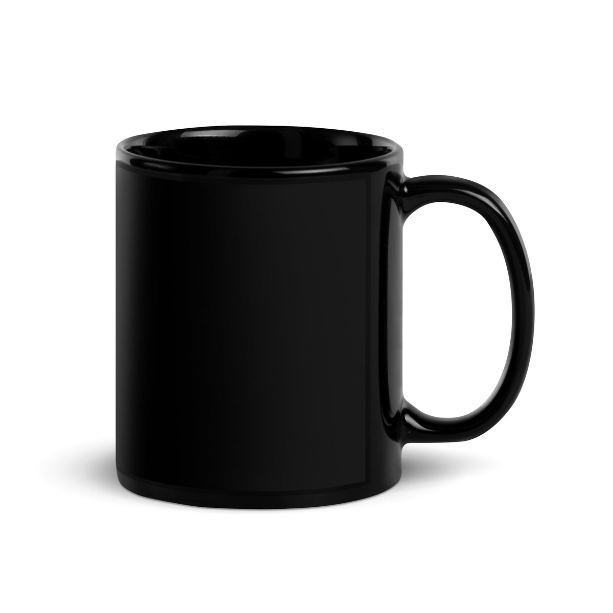 A black ceramic mug