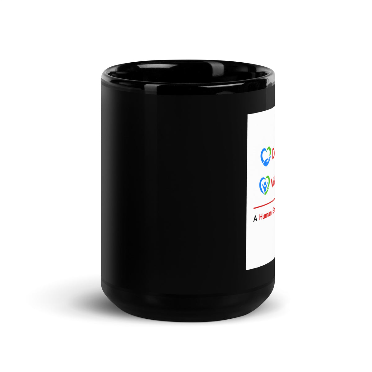 A black ceramic mug