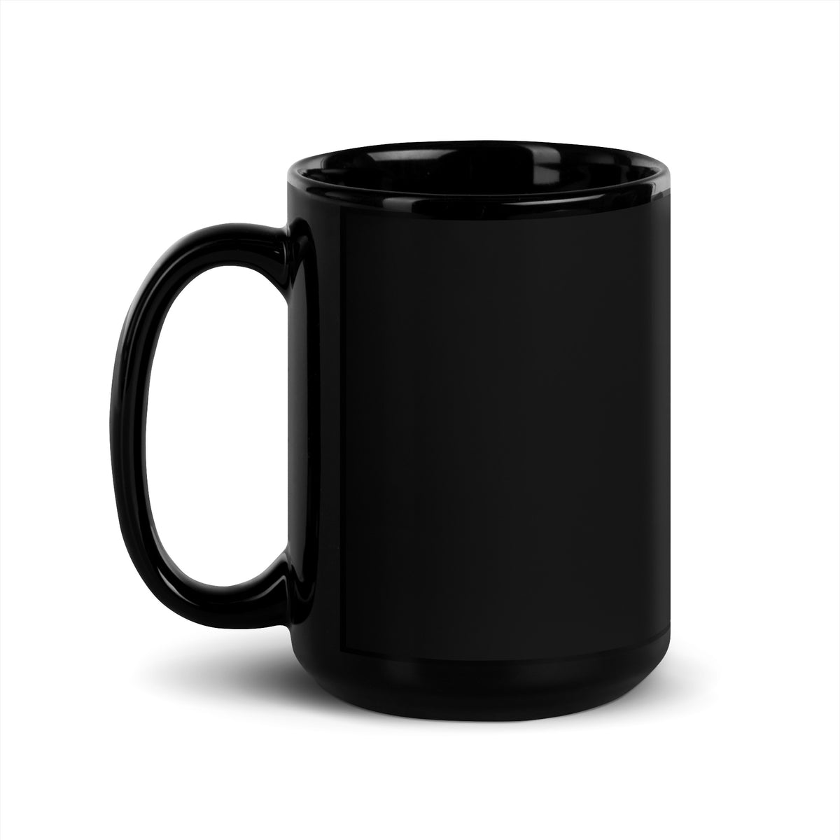 A black ceramic mug