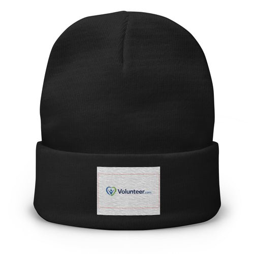 Black beanie with a Volunteer.com logo label