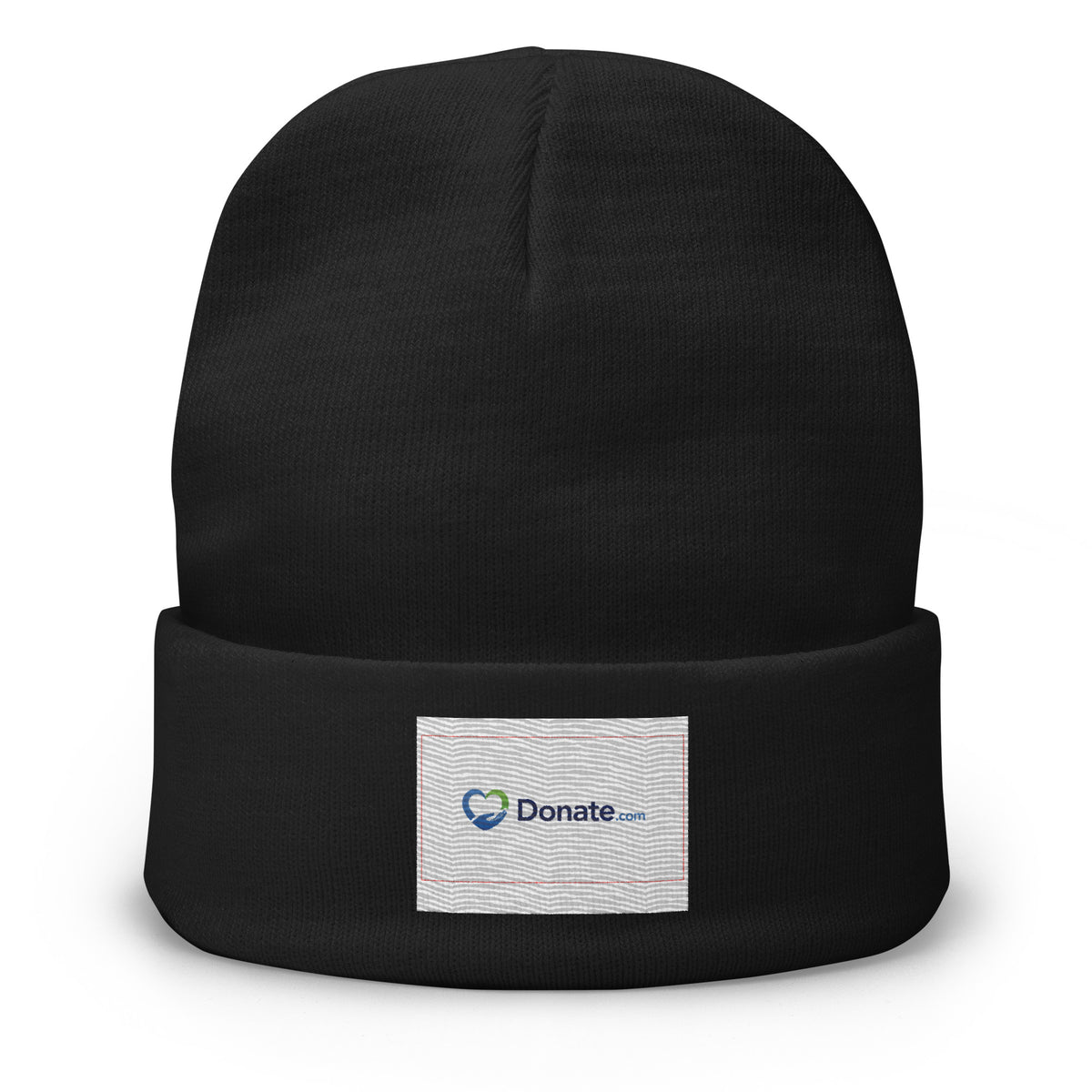 Black beanie with a Donate.com logo label